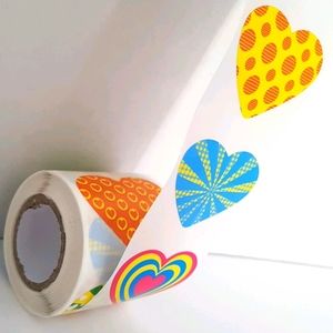 π 200 Multicolored Heart Stickers 8 Designs 1.5"